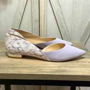 White House Black Market lavender snake print flats. Size 7.5.